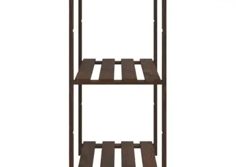 Suport depozitare 3 niveluri, maro, 80x38x90 cm, lemn masiv pin - 4/5
