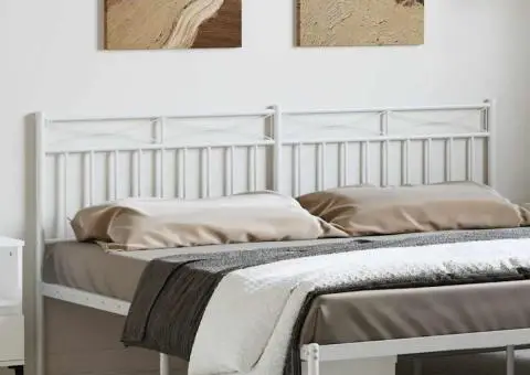 Tăblie de pat metalică, alb, 180 cm - 1/5