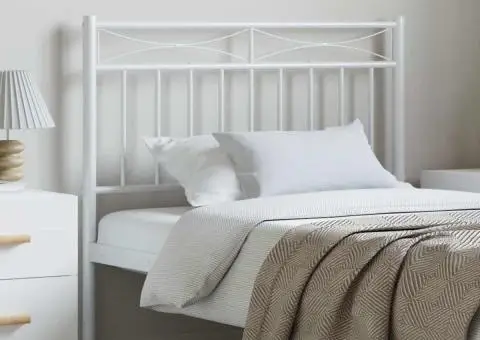 Tăblie de pat metalică, alb, 100 cm - 1/5