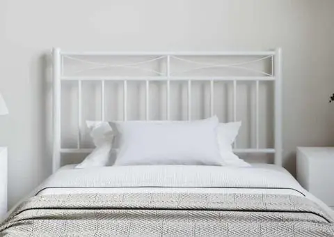 Tăblie de pat metalică, alb, 100 cm - 3/5