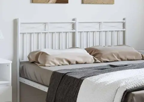 Tăblie de pat metalică, alb, 150 cm - 1/5