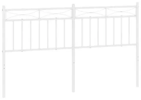 Tăblie de pat metalică, alb, 150 cm - 2/5