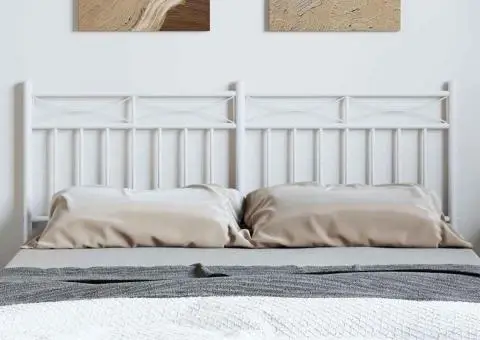 Tăblie de pat metalică, alb, 150 cm - 3/5