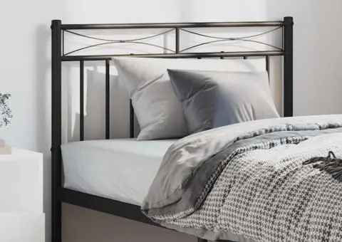 Tăblie de pat metalică, negru, 100 cm - 1/5