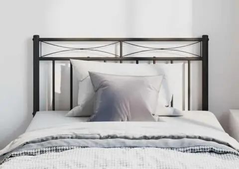 Tăblie de pat metalică, negru, 100 cm - 3/5