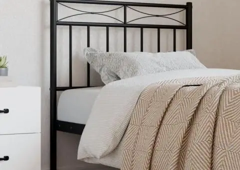 Tăblie de pat metalică, negru, 75 cm - 1/5