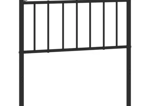 Tăblie de pat metalică, negru, 75 cm - 2/5