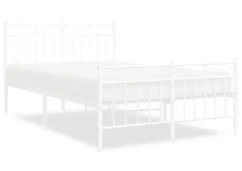 Cadru de pat metalic cu tăblie, alb, 120x190 cm - 2/5