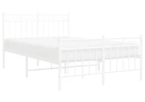 Cadru de pat metalic cu tăblie, alb, 120x190 cm - 3/5