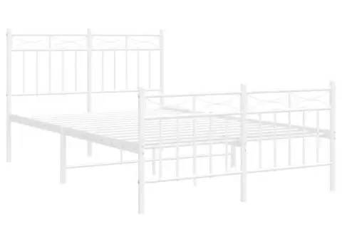 Cadru de pat metalic cu tăblie, alb, 120x190 cm - 4/5