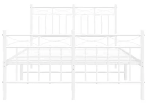 Cadru de pat metalic cu tăblie, alb, 120x190 cm - 5/5