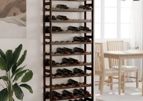 Suport sticle de vin, 77 sticle, negru, lemn masiv de pin - 1/5