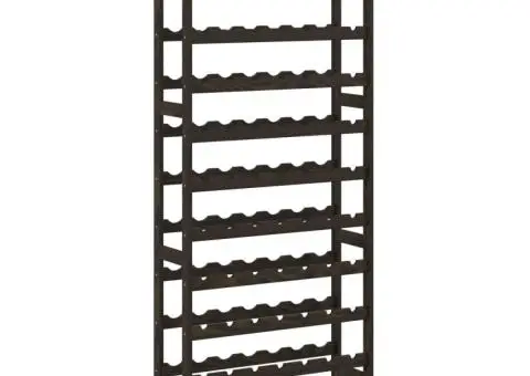 Suport sticle de vin, 77 sticle, negru, lemn masiv de pin - 2/5