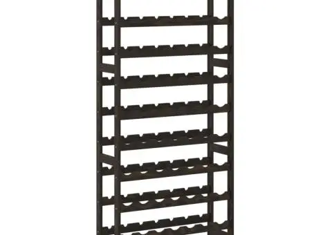 Suport sticle de vin, 77 sticle, negru, lemn masiv de pin - 5/5