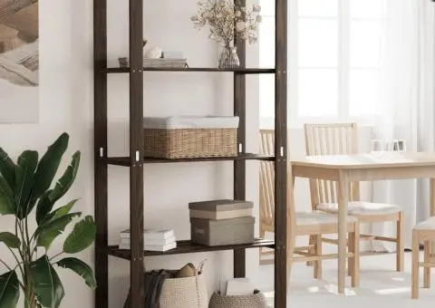 Suport depozitare 5 niveluri negru 80x38x170 cm lemn masiv pin - 1/5