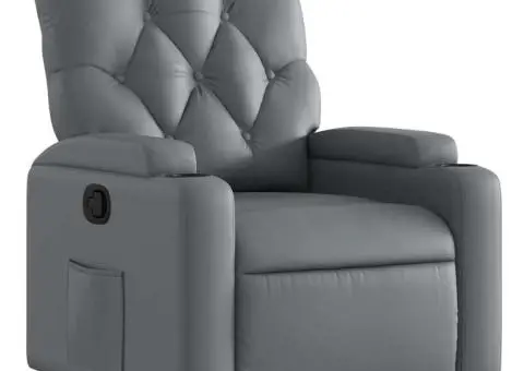 Fotoliu rabatabil, gri, piele ecologică - 2/5