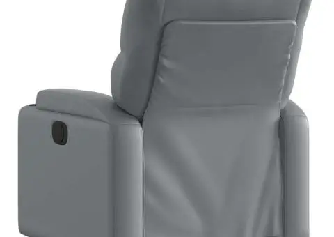 Fotoliu rabatabil, gri, piele ecologică - 3/5