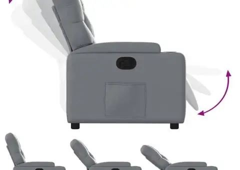 Fotoliu rabatabil, gri, piele ecologică - 4/5