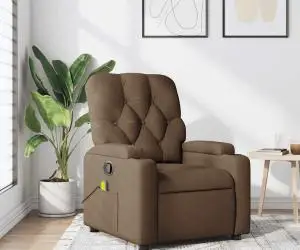 vidaXL Fotoliu de masaj rabatabil, maro, material textil