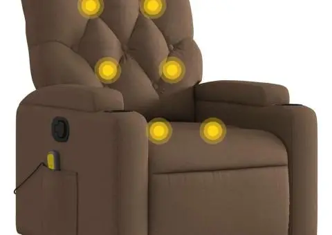 Fotoliu de masaj rabatabil, maro, material textil - 2/5