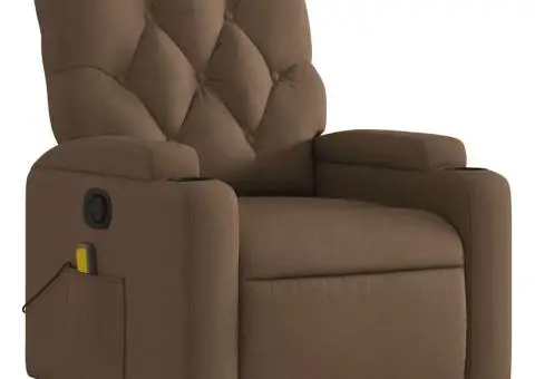 Fotoliu de masaj rabatabil, maro, material textil - 3/5