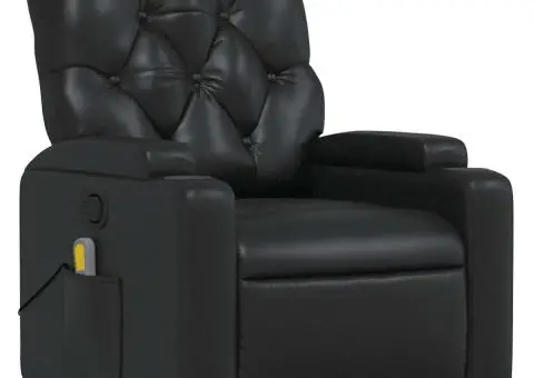 Fotoliu rabatabil cu masaj, negru, piele ecologică - 4/5