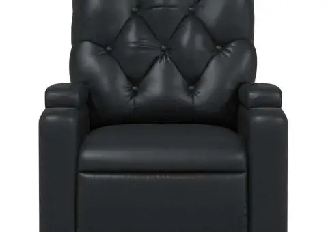 Fotoliu rabatabil cu masaj, negru, piele ecologică - 5/5