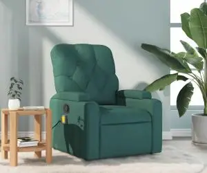 vidaXL Fotoliu de masaj rabatabil, verde închis, material textil