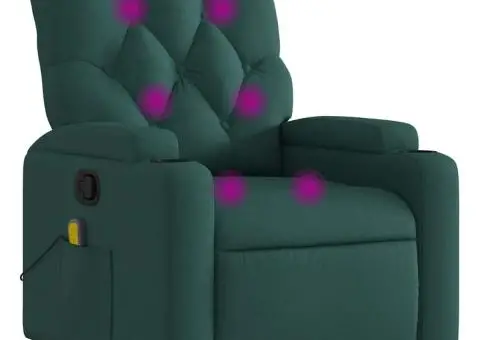 Fotoliu de masaj rabatabil, verde închis, material textil - 2/5