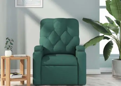 Fotoliu de masaj rabatabil, verde închis, material textil - 3/5