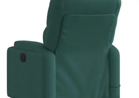 Fotoliu de masaj rabatabil, verde închis, material textil - 5/5