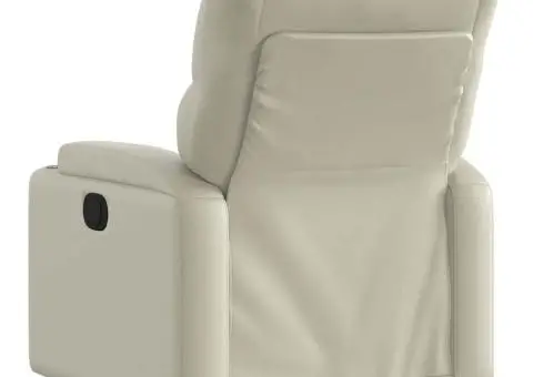 Fotoliu rabatabil, crem, piele ecologică - 3/5