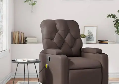 Fotoliu de masaj rabatabil, maro, piele ecologică - 1/5