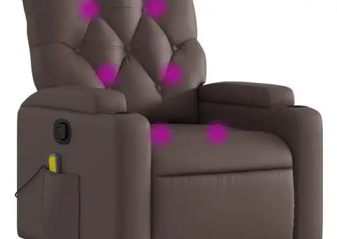 Fotoliu de masaj rabatabil, maro, piele ecologică - 2/5