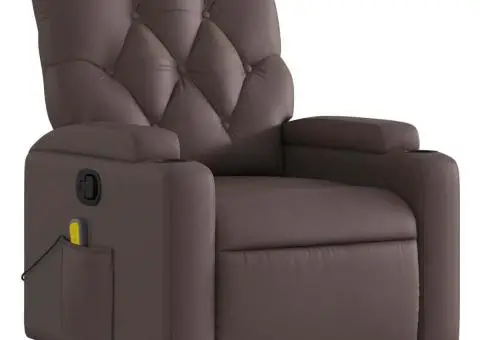 Fotoliu de masaj rabatabil, maro, piele ecologică - 3/5