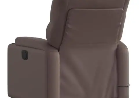 Fotoliu de masaj rabatabil, maro, piele ecologică - 4/5