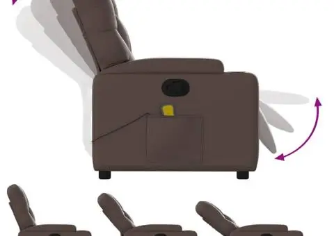 Fotoliu de masaj rabatabil, maro, piele ecologică - 5/5