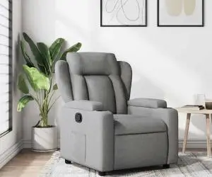 vidaXL Fotoliu rabatabil, gri deschis, material textil