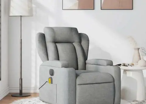 Fotoliu de masaj rabatabil, gri deschis, textil - 1/5