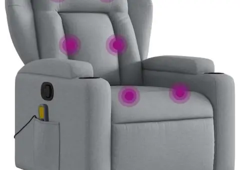 Fotoliu de masaj rabatabil, gri deschis, textil - 2/5