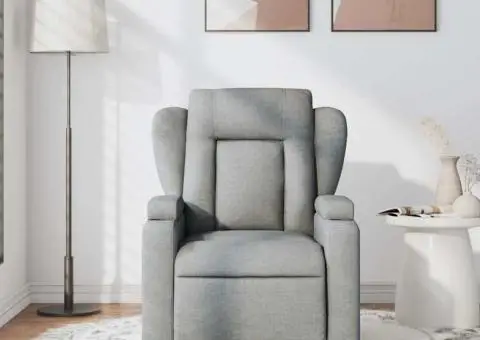 Fotoliu de masaj rabatabil, gri deschis, textil - 3/5