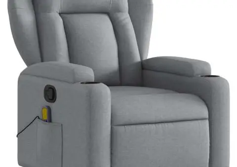 Fotoliu de masaj rabatabil, gri deschis, textil - 4/5