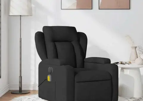 Fotoliu de masaj rabatabil, negru, material textil - 1/5