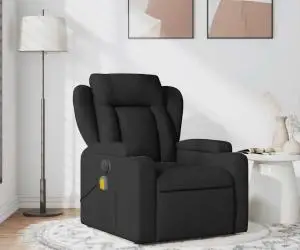 vidaXL Fotoliu de masaj rabatabil, negru, material textil