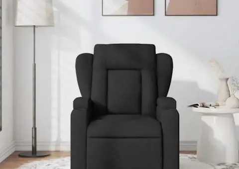 Fotoliu de masaj rabatabil, negru, material textil - 3/5