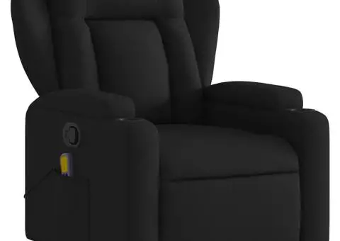 Fotoliu de masaj rabatabil, negru, material textil - 4/5