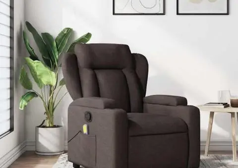 Fotoliu de masaj rabatabil, maro închis, material textil - 1/5