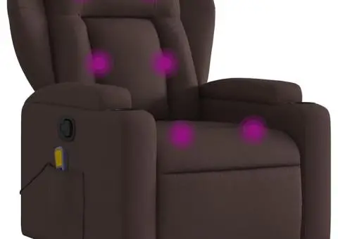 Fotoliu de masaj rabatabil, maro închis, material textil - 2/5