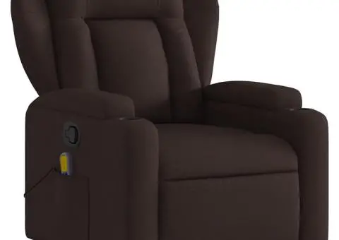 Fotoliu de masaj rabatabil, maro închis, material textil - 3/5