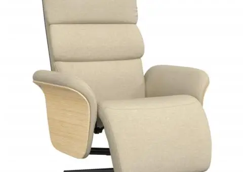 Scaun rabatabil cu suport pentru picioare crem material textil - 2/5